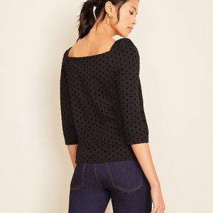 Ann Taylor puff sleeve polka dot blouse
